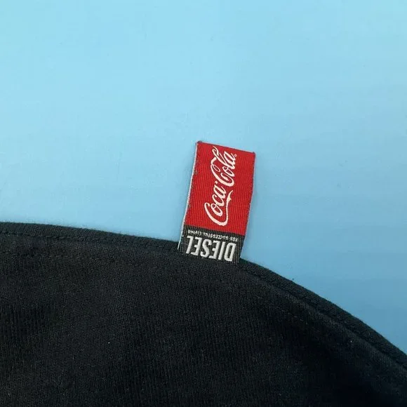 Diesel x Coca Cola Men’s Pullover Black Cotton Blend Ribbed Jumper Sweater Small - Picture 4 of 13